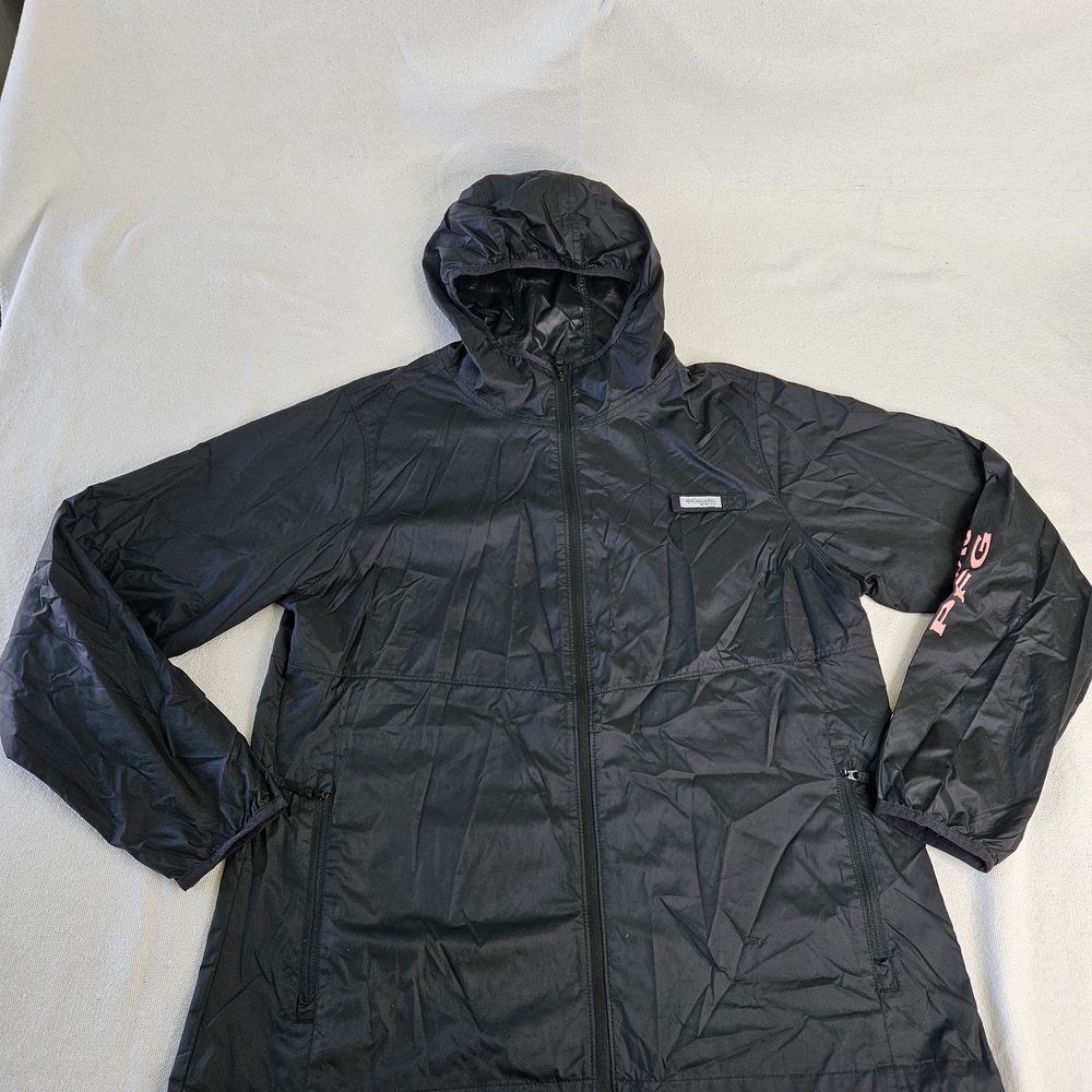 Columbia Women's Hooded Lightweight Black Activewear Jacket 100% Nylon Size L